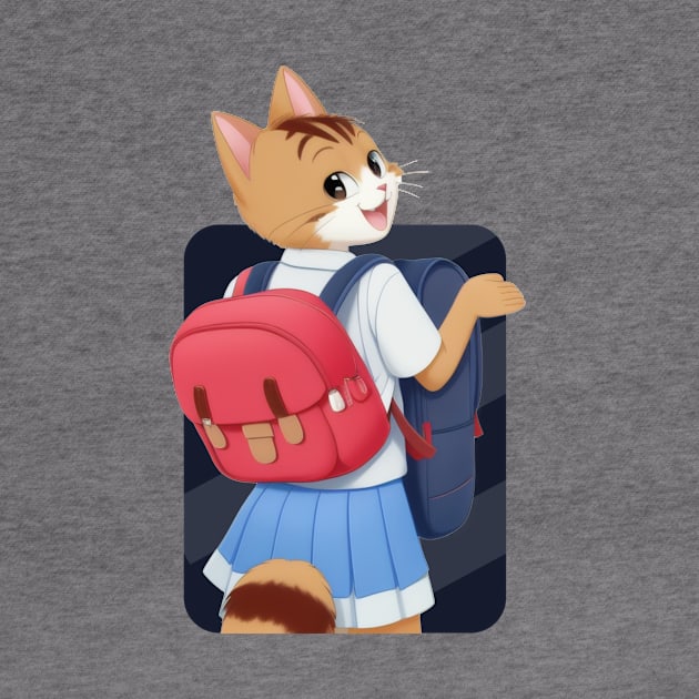 Happy Cat Friends Going to School by Rishirt